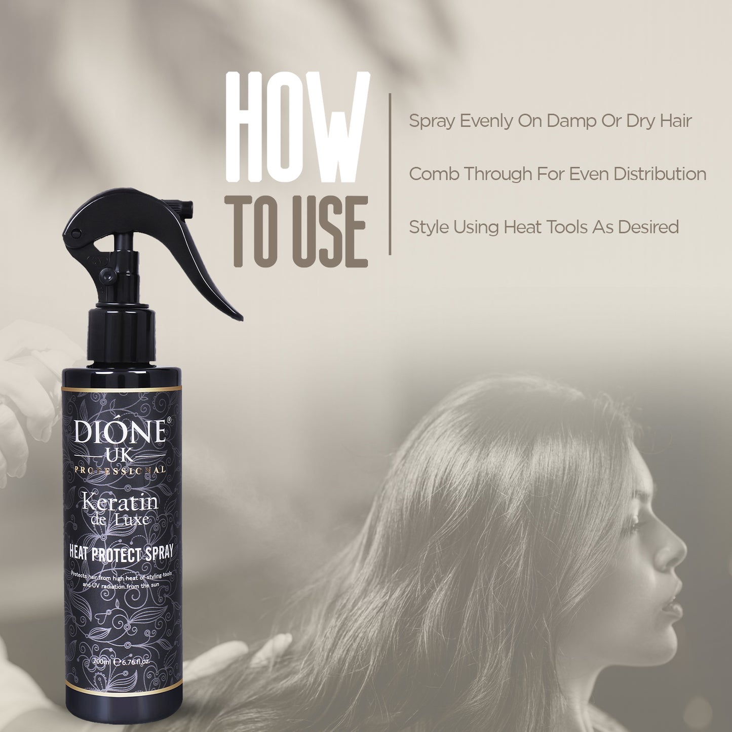 Dione UK Keratin de Luxe Heat Protect Spray (200ml)