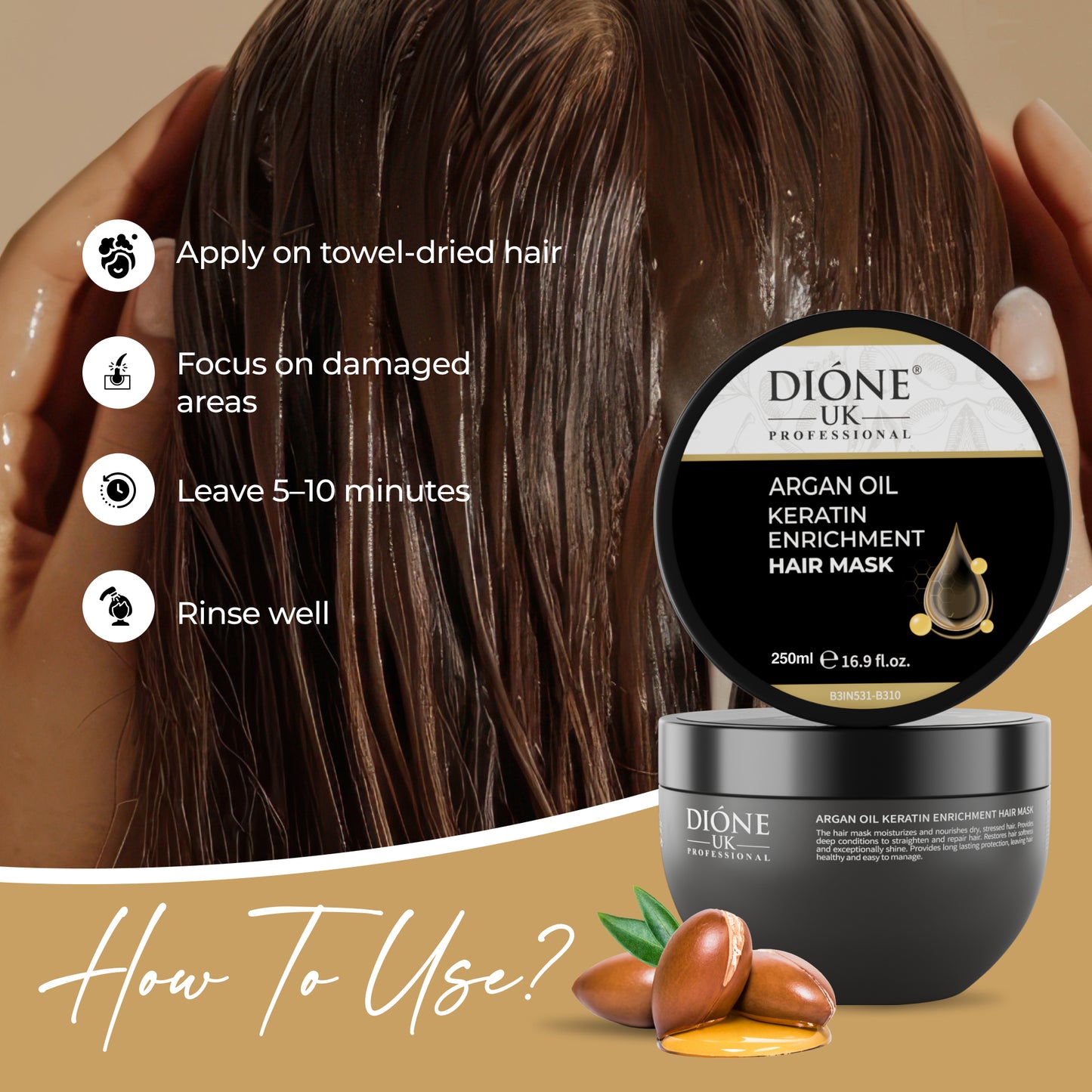 Dione UK keratin Enrichment Hair Mask (250ml)