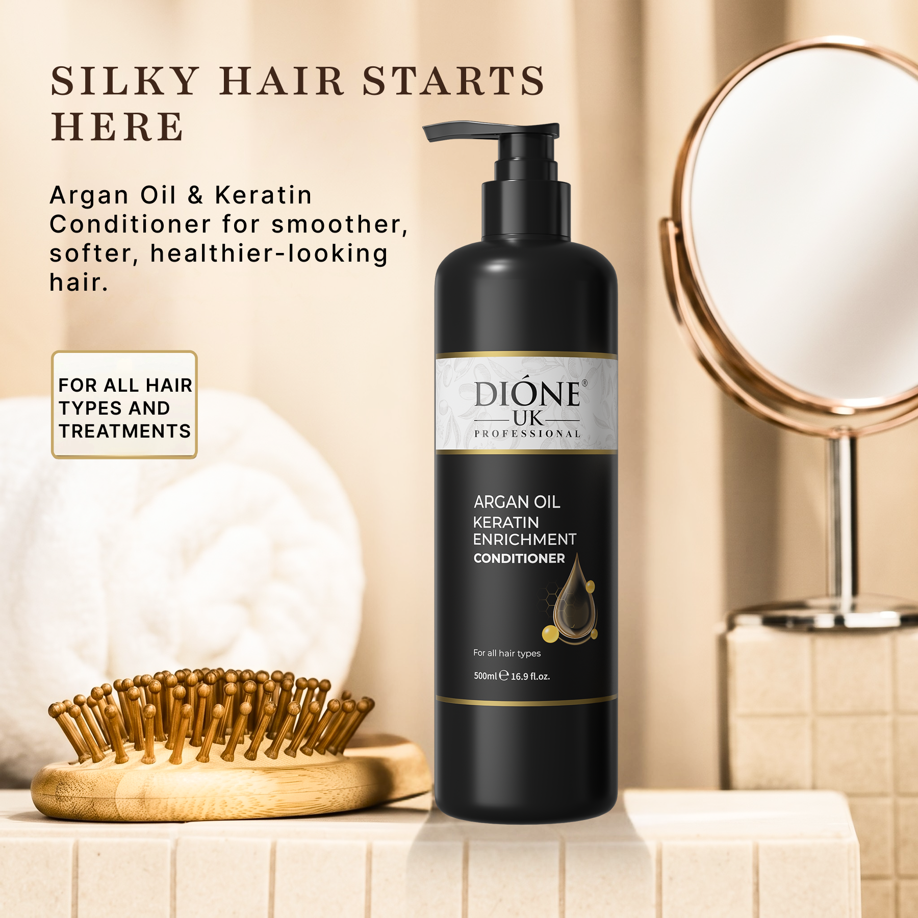 Dione UK Keratin De Luxe Conditioner — Detangles, Softens & Controls Frizz (500 ml)