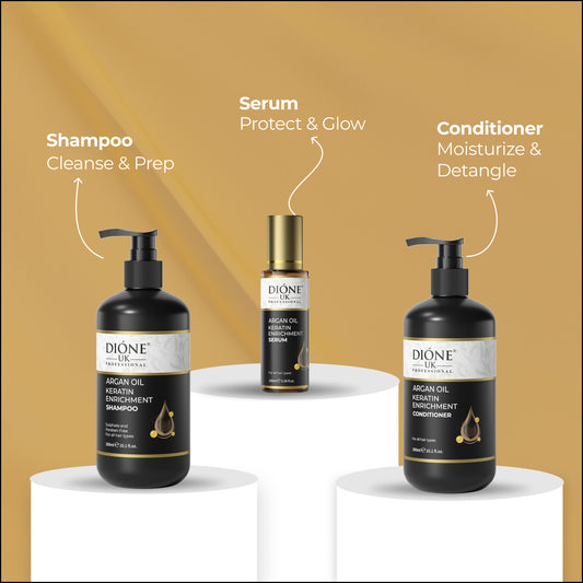 Shampoo (300ml) Conditioner (300ml) Serum (100ml)
