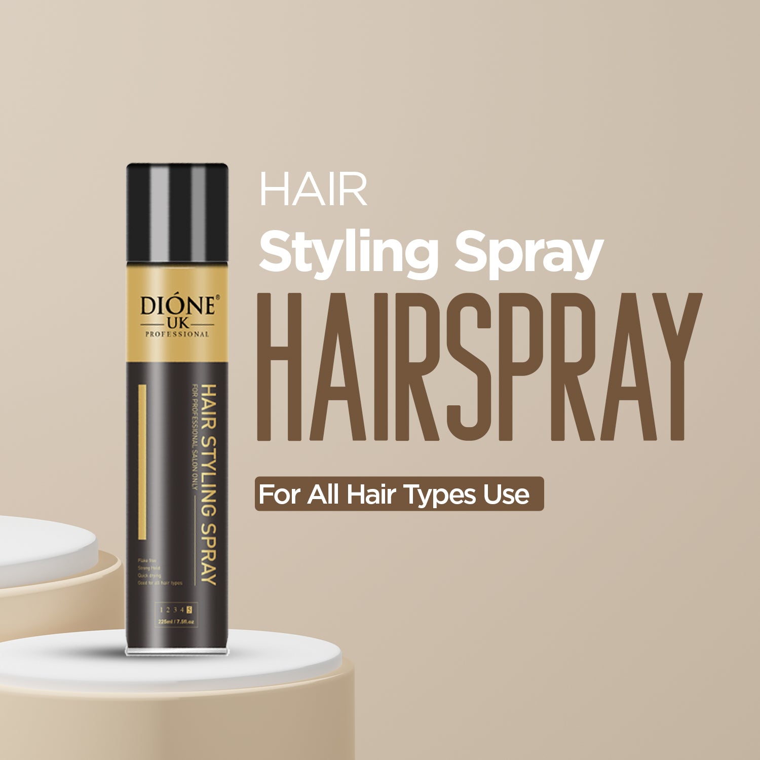 Dione UK Hair Styling Spray — Long-Lasting, Non-Sticky Hold for Every Style (225 ml)