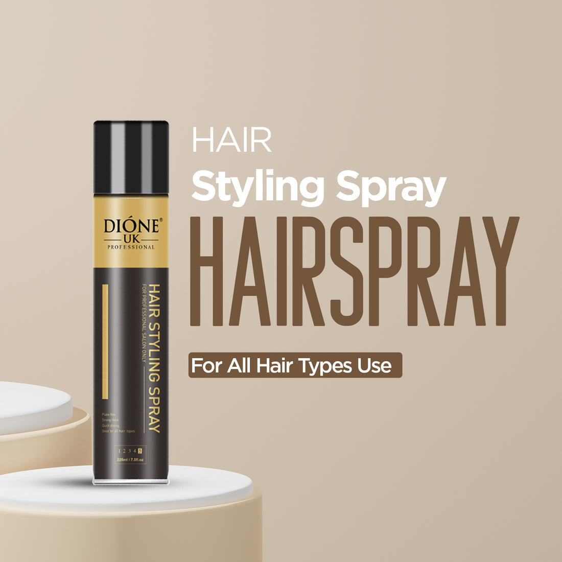 Dione UK Hair Styling Spray — Long-Lasting, Non-Sticky Hold for Every Style (225 ml)