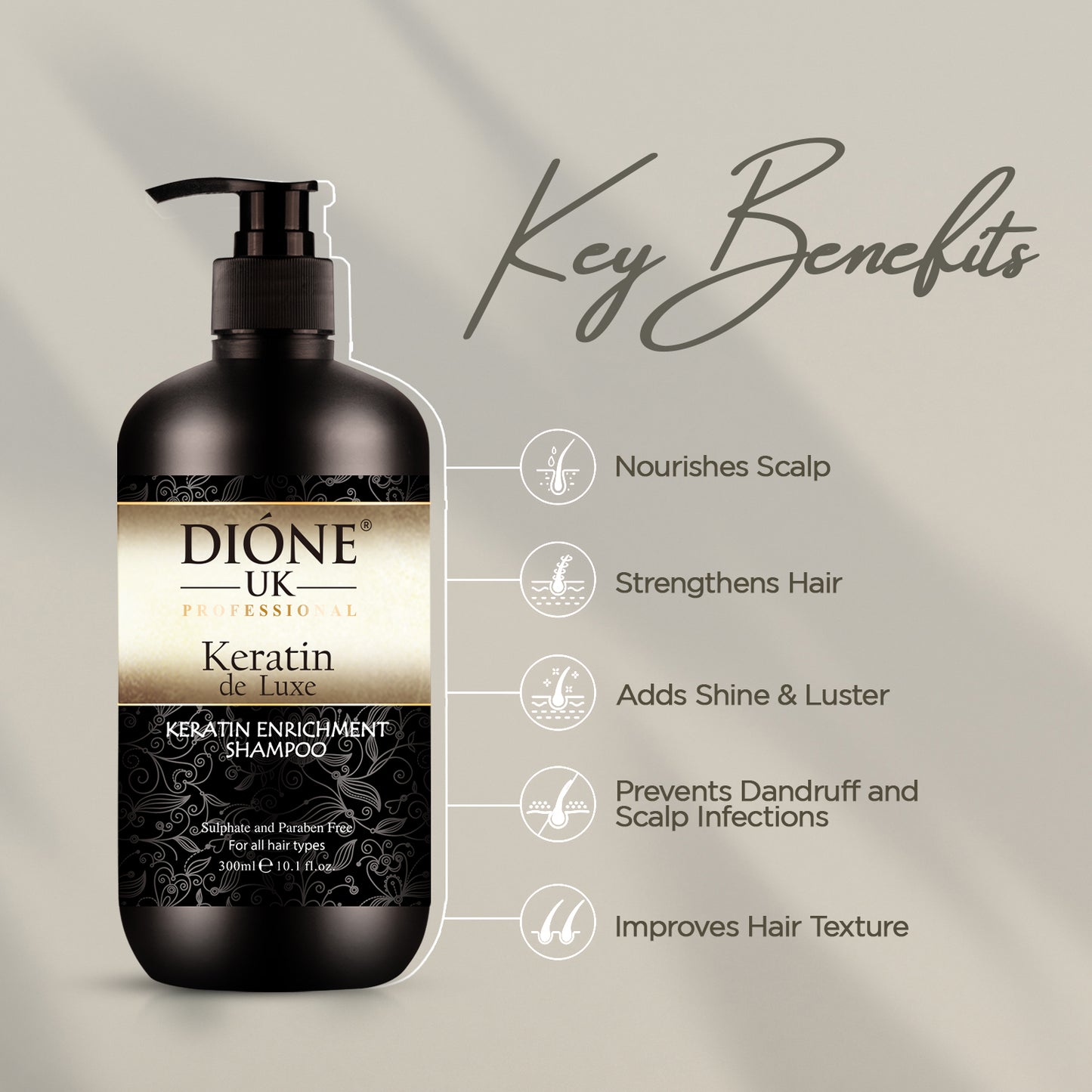 Dione UK Keratin De Luxe Shampoo (300ml)