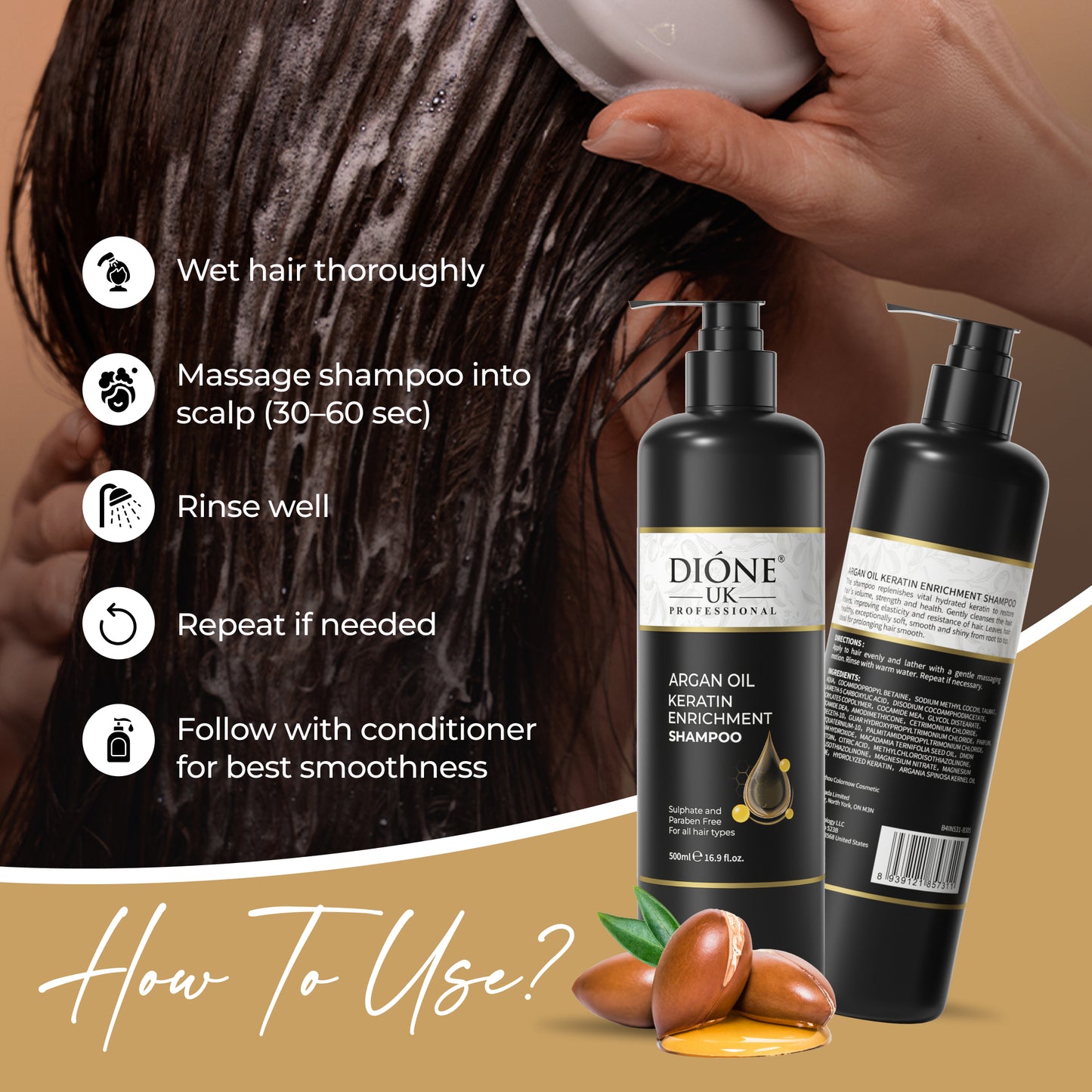 Dione UK Keratin De Luxe Shampoo (500ml)