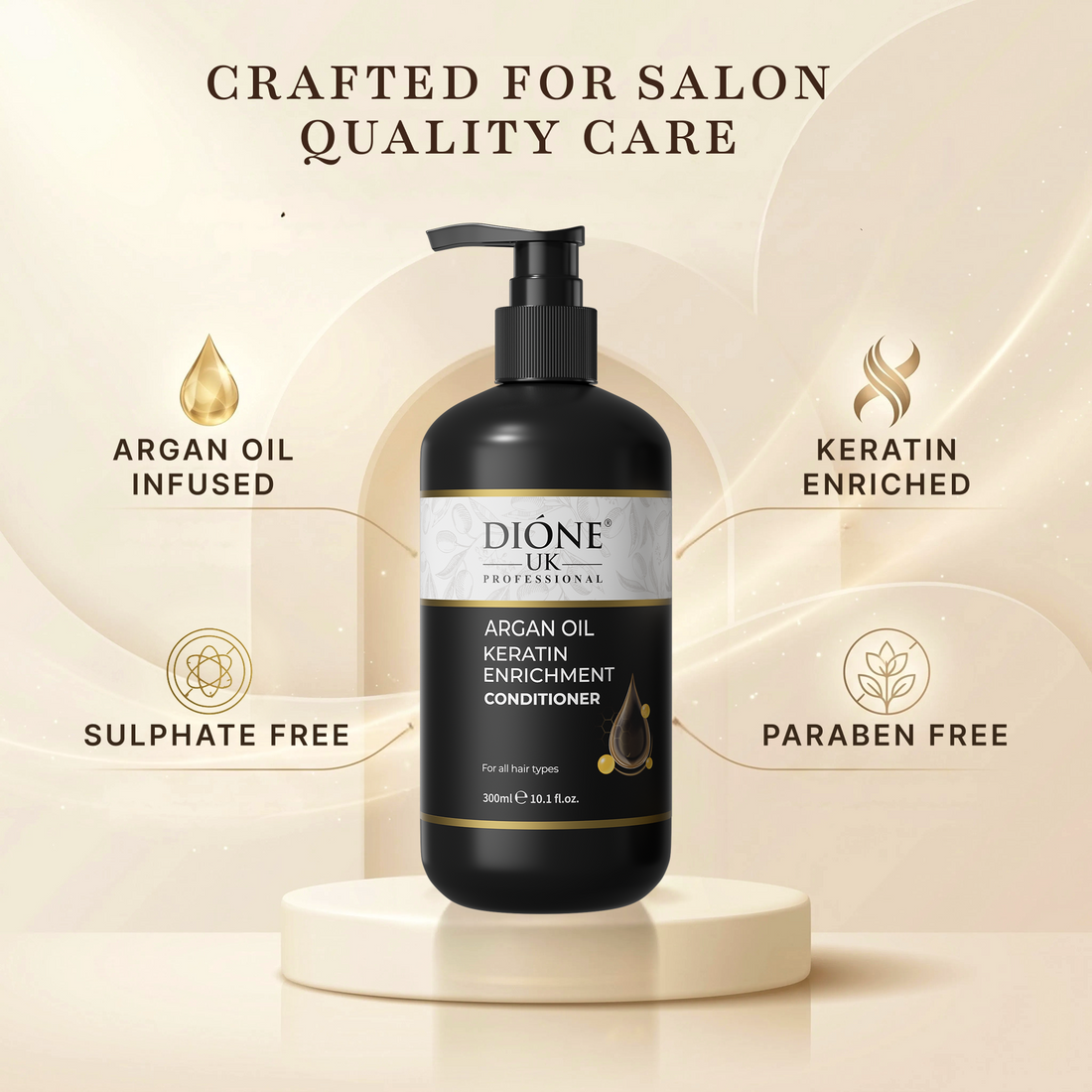 Dione UK Keratin De Luxe Conditioner — Detangles, Softens & Controls Frizz (300 ml)