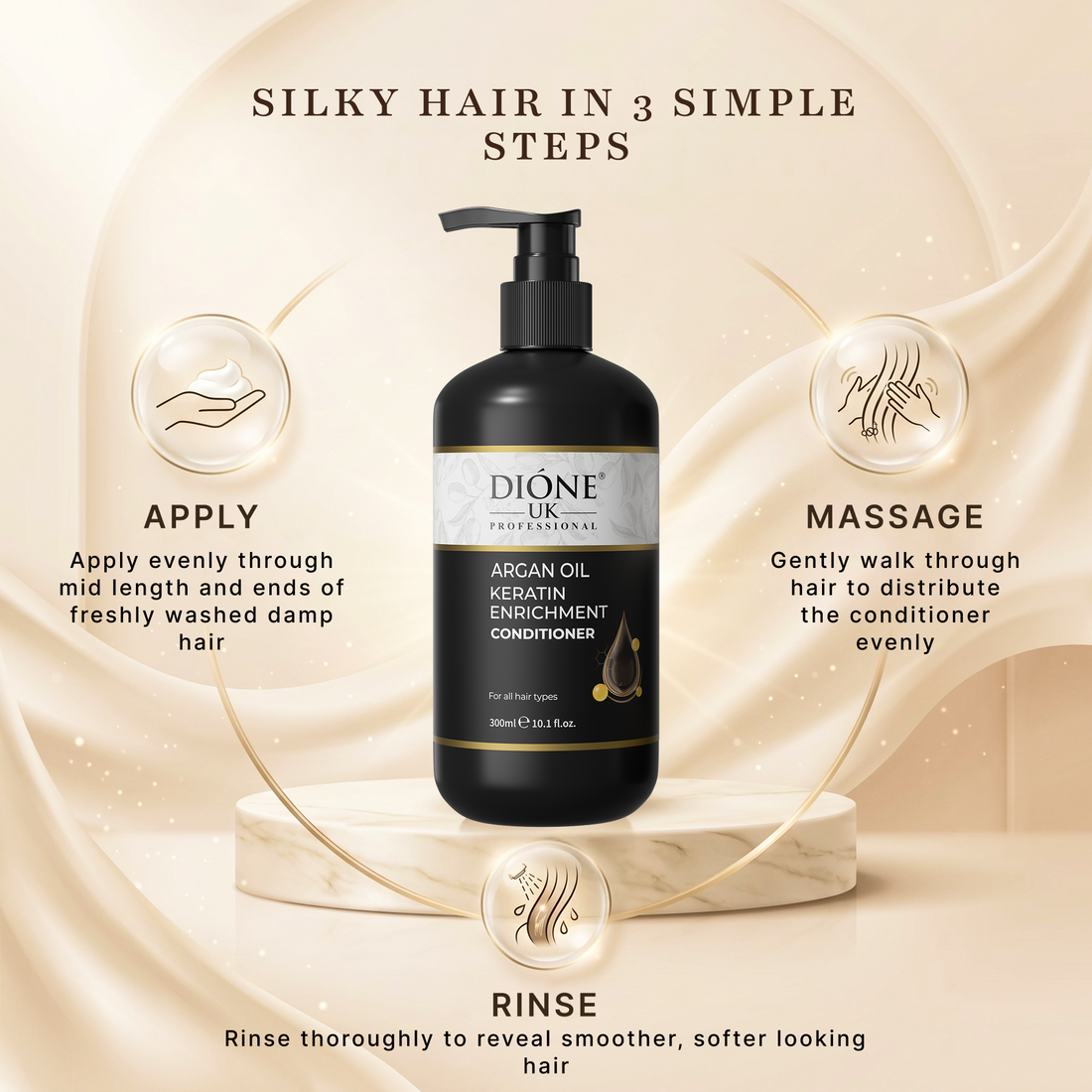 Dione UK Keratin De Luxe Conditioner — Detangles, Softens & Controls Frizz (300 ml)