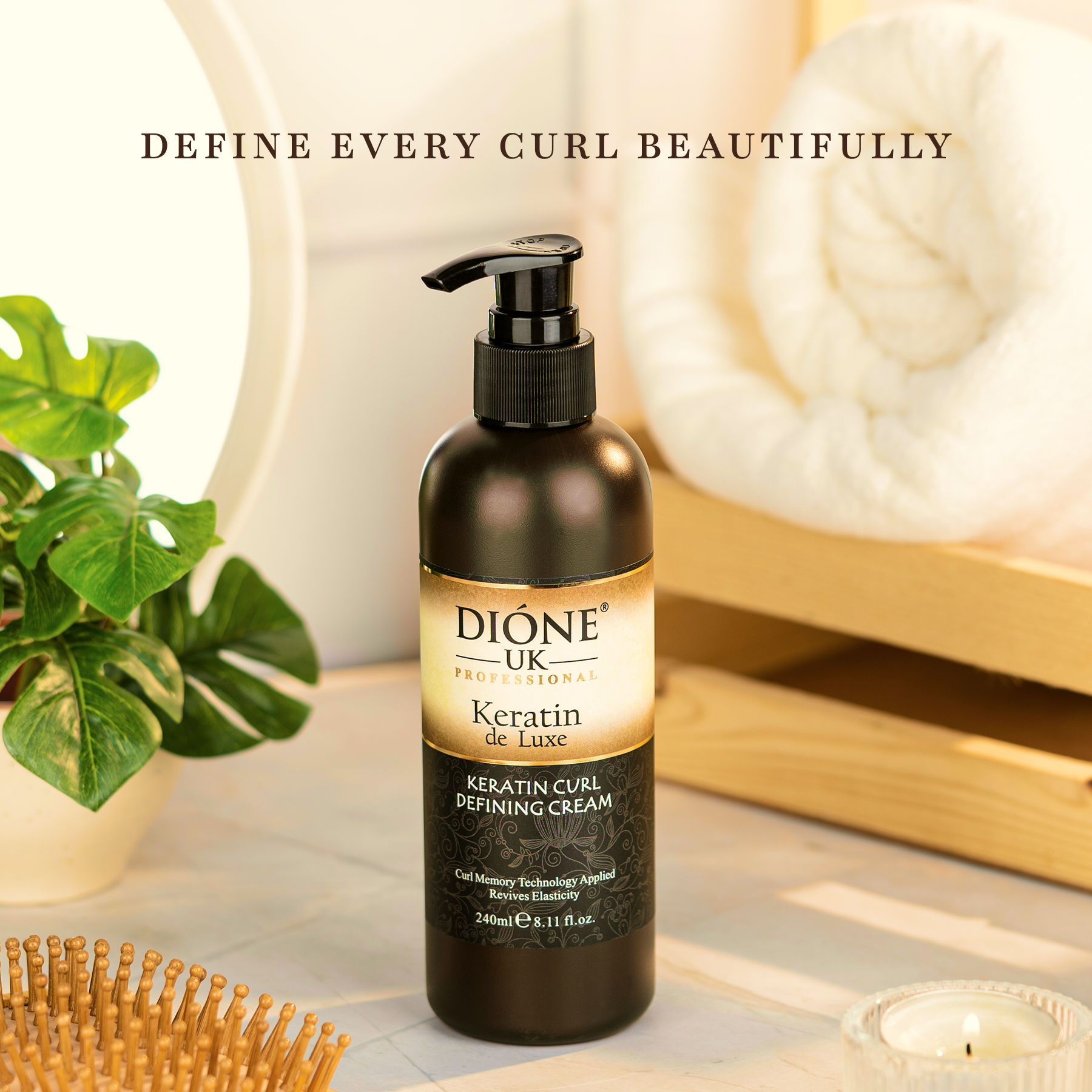 Dione UK Keratin De Luxe Curl Cream — Defines & Holds Natural Curls, No Crunch or Grease (240 ml)