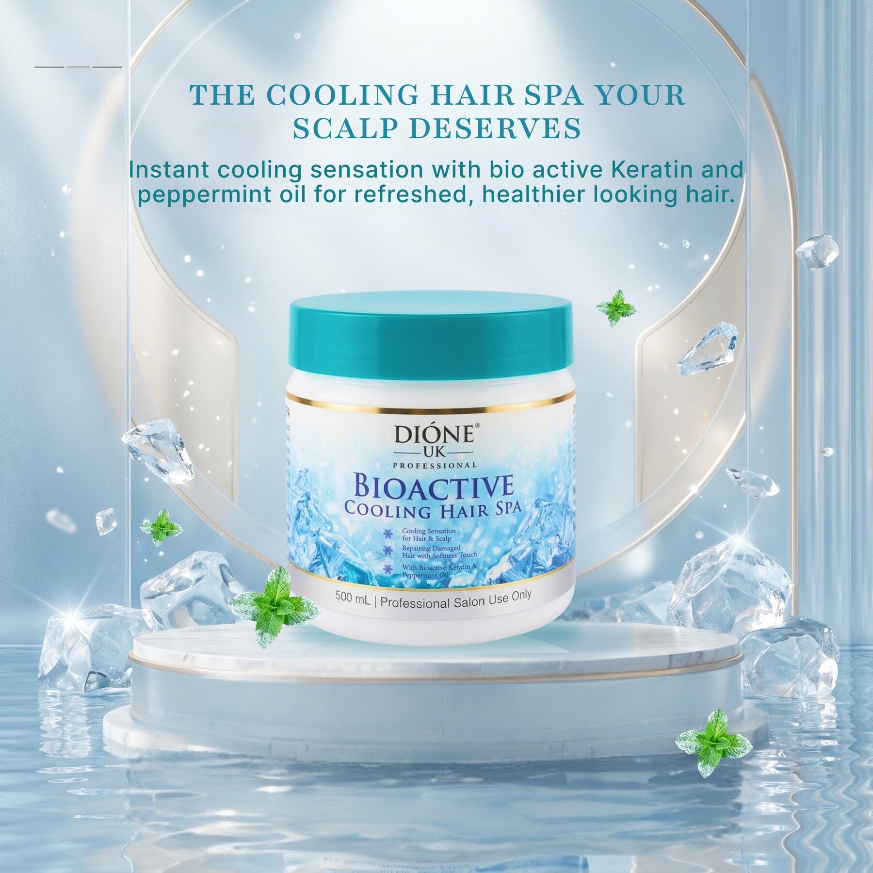 Dione UK Bioactive Cooling Hair Spa 500ml — Keratin + Peppermint Scalp Refresh & Deep Cleanse