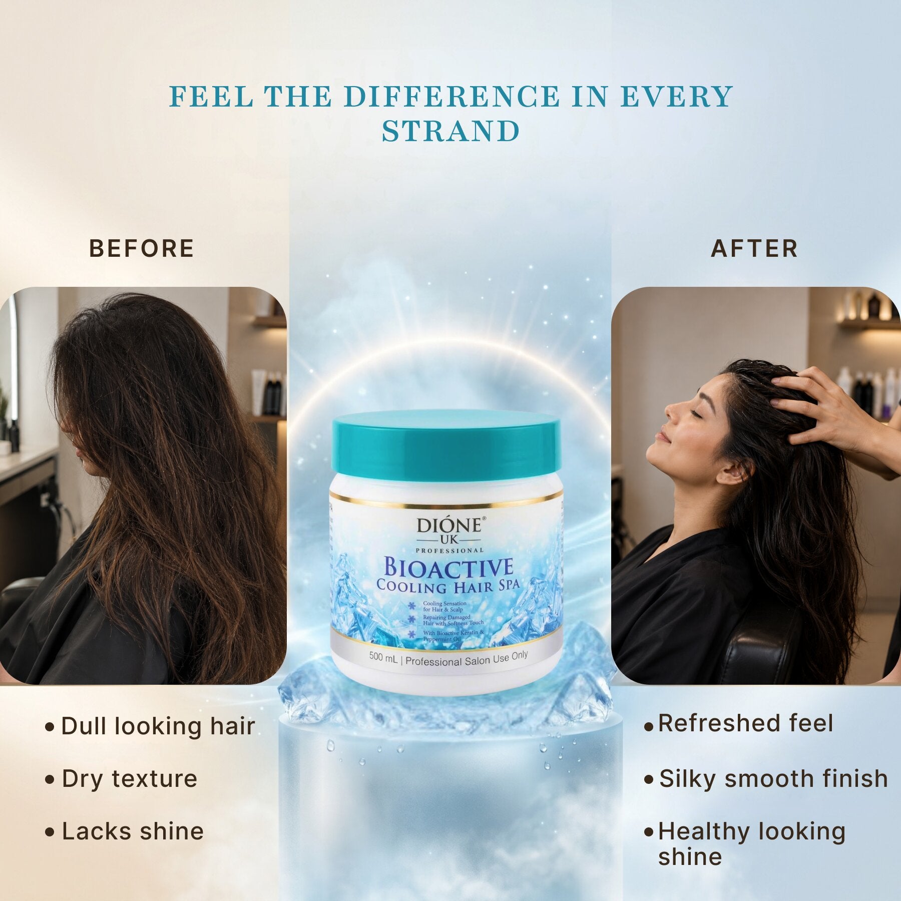 Dione UK Bioactive Cooling Hair Spa 500ml — Keratin + Peppermint Scalp Refresh & Deep Cleanse