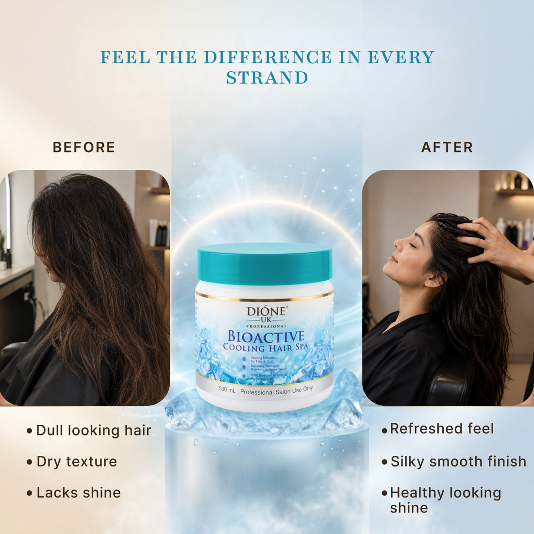 Dione UK Bioactive Cooling Hair Spa 500ml — Keratin + Peppermint Scalp Refresh & Deep Cleanse