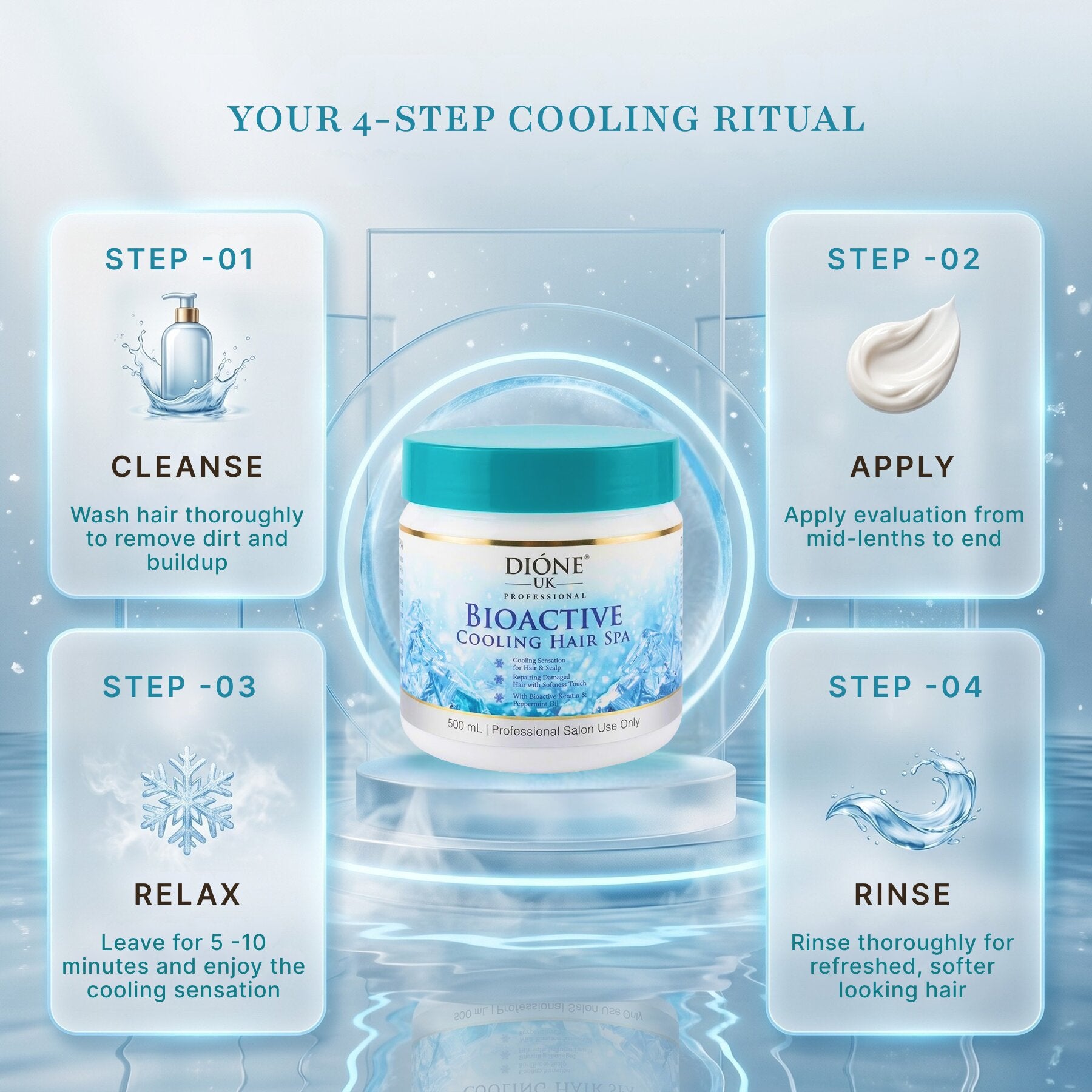 Dione UK Bioactive Cooling Hair Spa 500ml — Keratin + Peppermint Scalp Refresh & Deep Cleanse