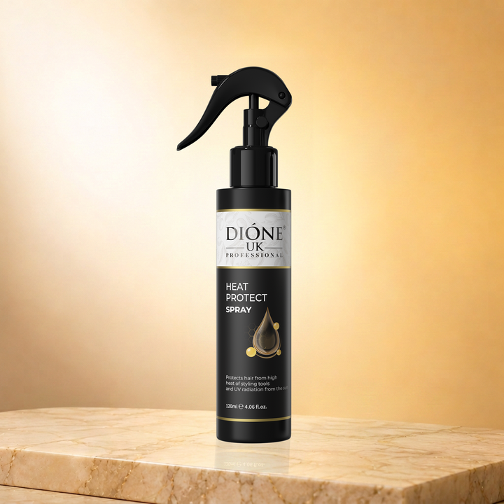 Dione UK Keratin de Luxe Heat Protect Spray — Shields Hair from Flat Irons, Dryers & UV (200 ml)