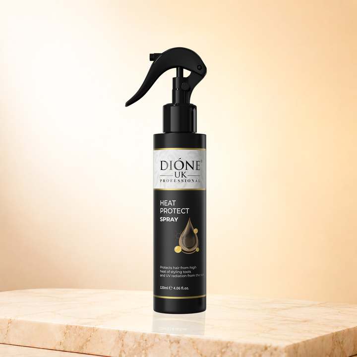 Dione UK Keratin de Luxe Heat Protect Spray — Shields Hair from Flat Irons, Dryers & UV (200 ml)