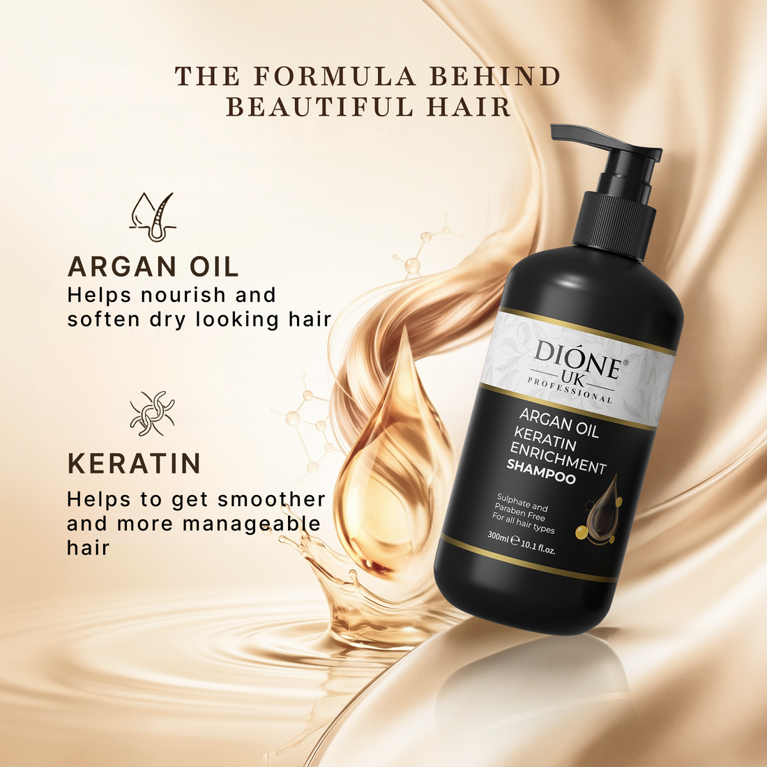 Dione UK Argan Oil Keratin Enrichment Shampoo (300ml)