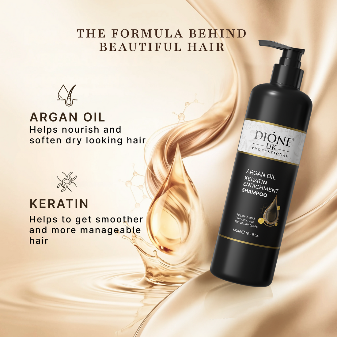 Dione UK Argan Oil Keratin Enrichment Shampoo (500ml)