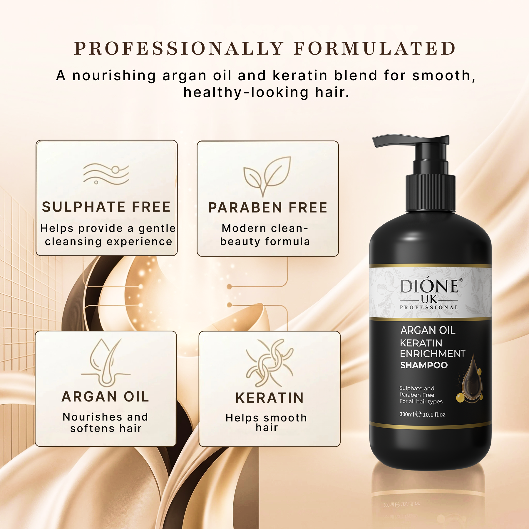 Dione UK Argan Oil Keratin Enrichment Shampoo (300ml)