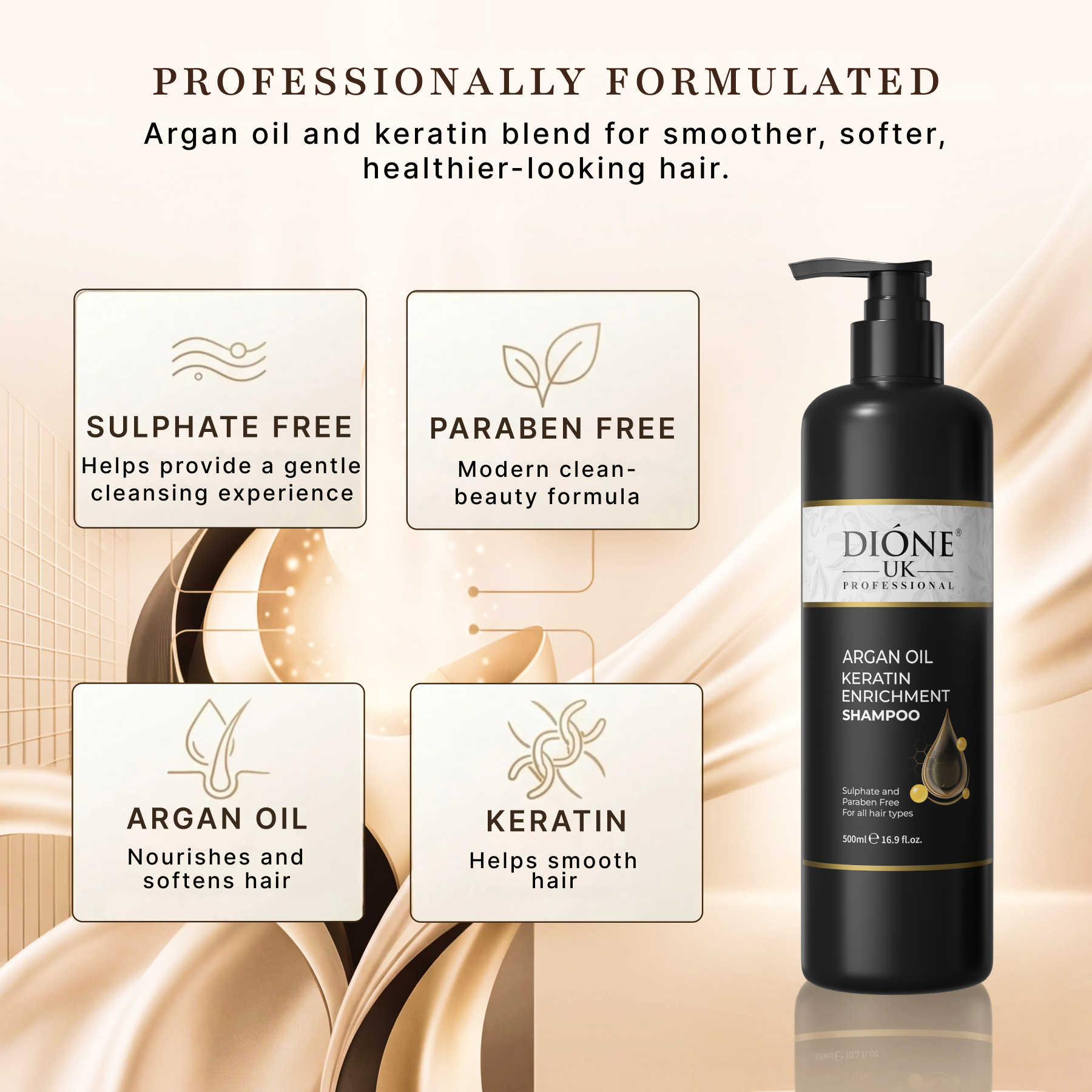 Dione UK Argan Oil Keratin Enrichment Shampoo (500ml)