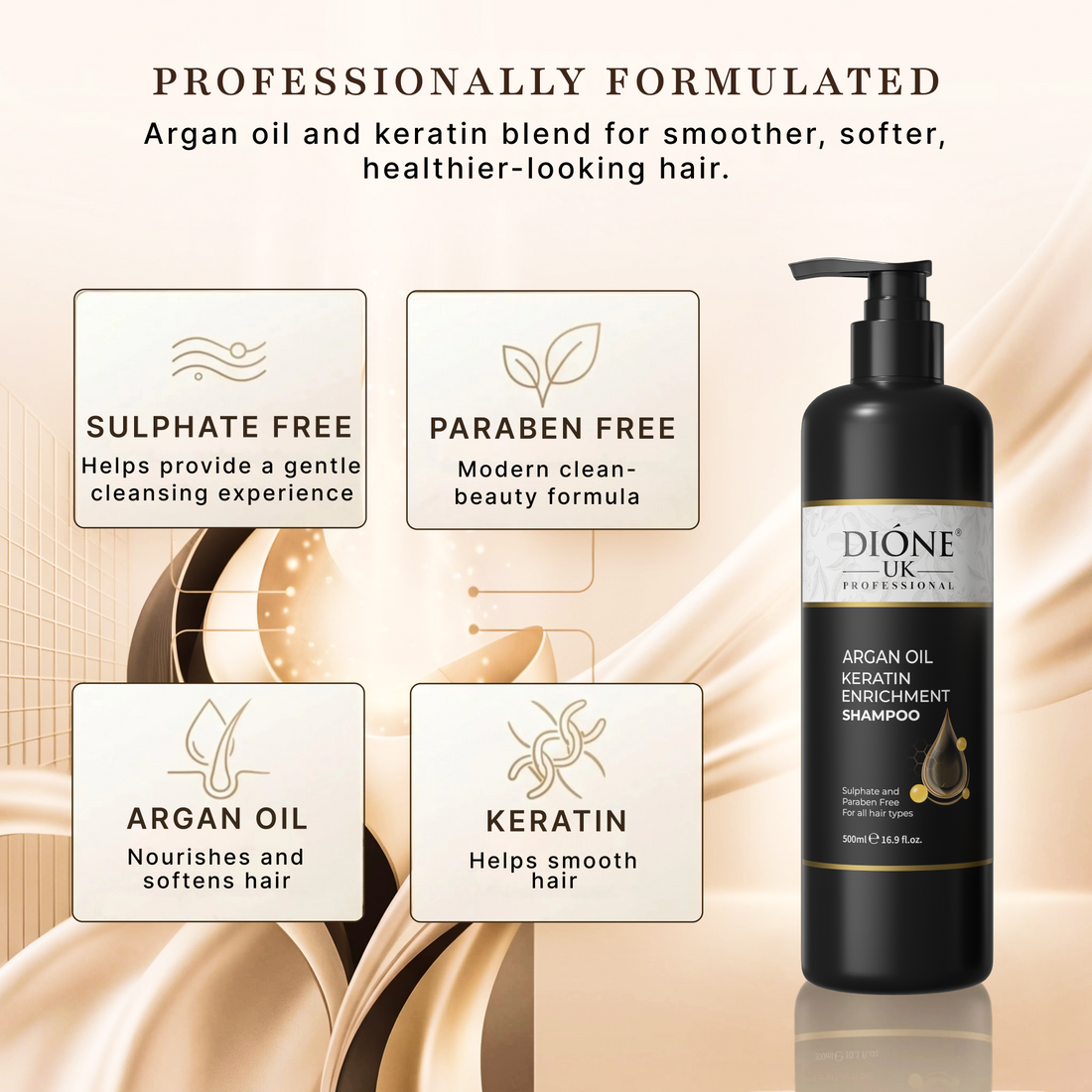 Dione UK Argan Oil Keratin Enrichment Shampoo (500ml)